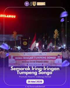 Pramuka Demak Turut Sukseskan Iring-Iringan Tumpeng Songo pada Grebeg Besar Demak 2026